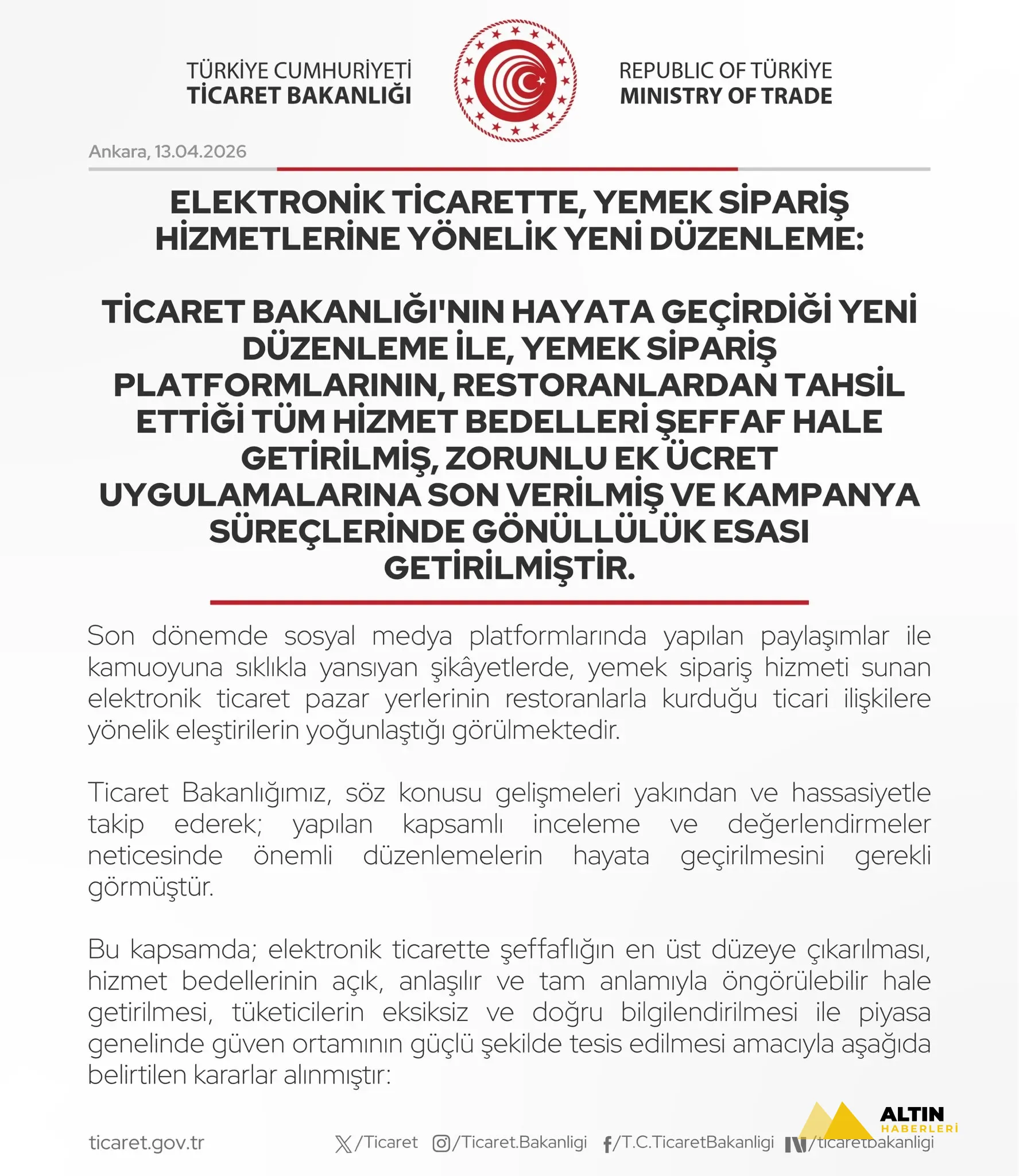 Yemek siparişinde hizmet bedeli nasıl olacak? Bakanlık yeni şartları açıkladı